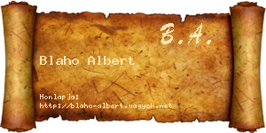 Blaho Albert névjegykártya